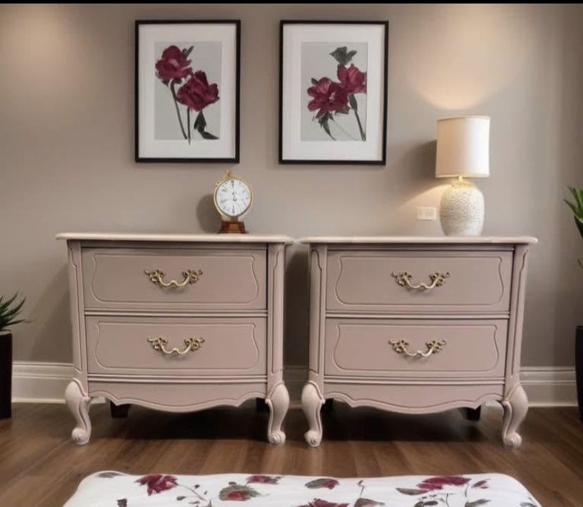 wooden French provincial nightstands