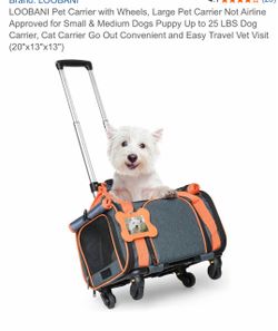LOOBANI Pet Carrier with Wheels, Large Pet Carrier Not Airline Approved for Small & Medium Dogs Puppy Up to 25 LBS Dog Carrier, Cat Carrier Go Out Con