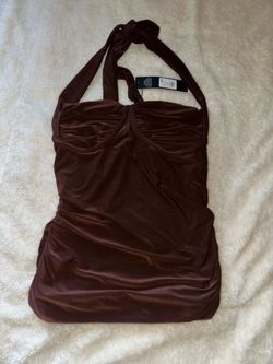 Brown ruched tank top Large