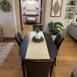 Modern Farmhouse Vintage Dining Room Table with (4) Colamy Parsons Chairs