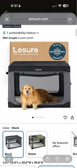 Lesure Shown on Today Show Soft Collapsible XL Dog Crate, 42in Black
