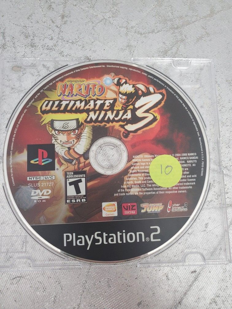 Naruto Ultimate Ninja 3 (Sony PlayStation 2, 2008) PS2 disk only video game