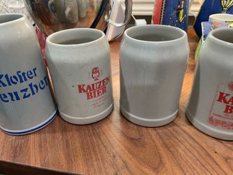 German Stoneware Beer Mugs Set of 4