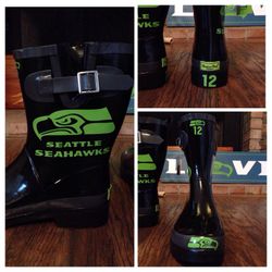 Seahawks rain boots size 8 women's NEW. 12s shoes