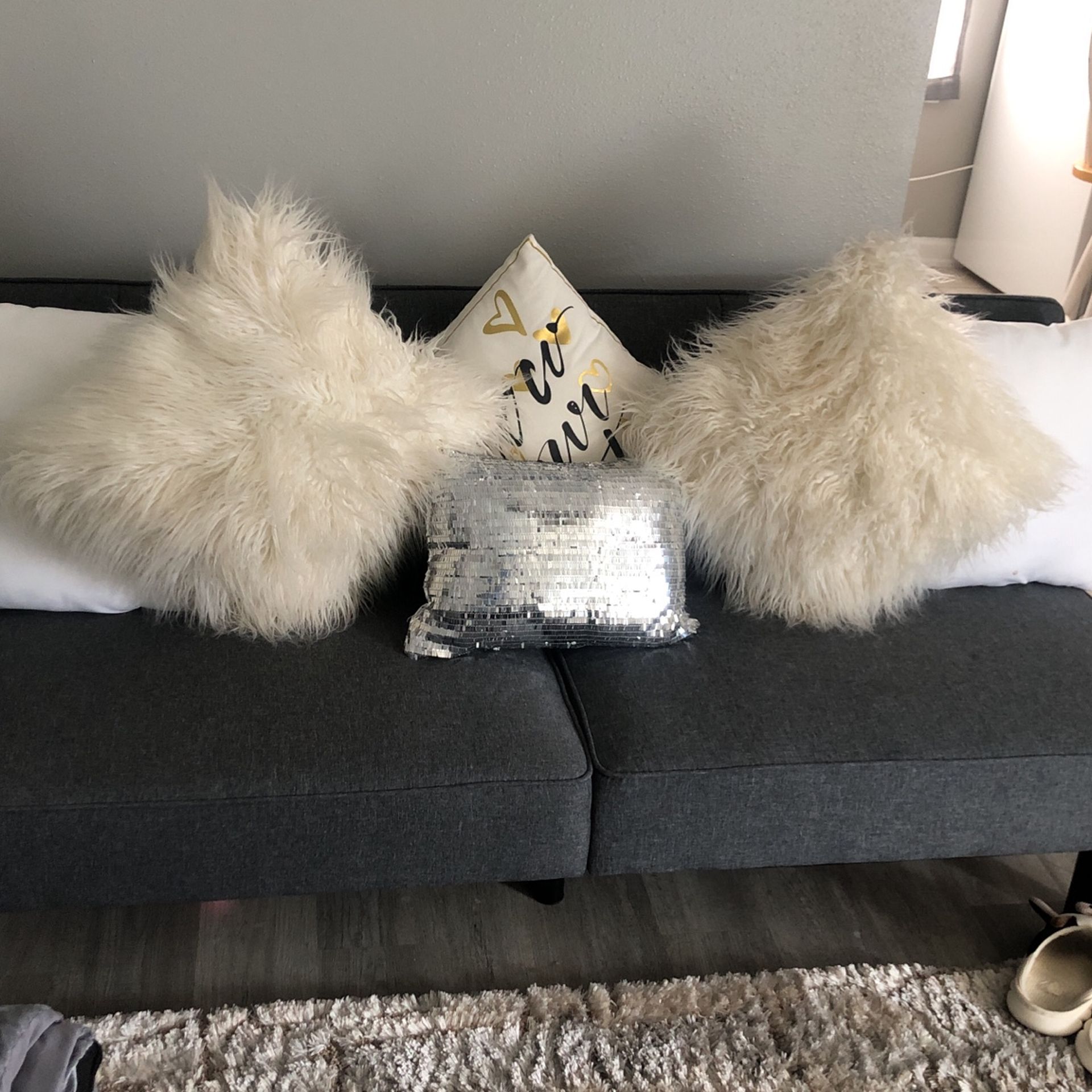 Very Nice Grey Futon. Like New. But My Cat Got To It