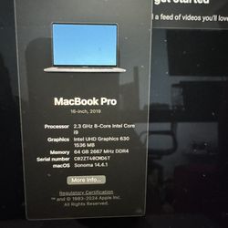 2020 MacBook Pro i9 64gb 1tb