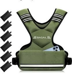 BAGAIL Adjustable Weighted Vest for Men Women 12-18lb Comfortable U-Neck Rucking Vest with 6 Removable Weights, Storage Pocket and Reflect