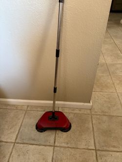 Sweep Smart Manual Floor Sweeper - 3-in-1 Hand Push Broom (Red)