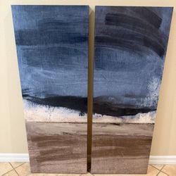 Blue Abstract Canvas Art (Set of 2)