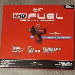New Milwaukee 2867-20 M18 Fuel Cordless 1" High Torque Impact Wrench  One-Key