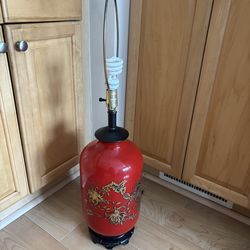 Vintage Chinoiserie Red Lamp