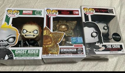 Funko Pop Lot of 3 – Ghost Rider, Demogorgon, The Crow