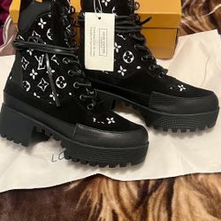 LV Black Combat Boots  New In Box 