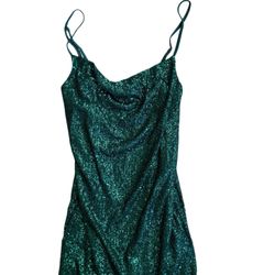 Hey babe sparkly Green Sequin Mini Dress womens size m