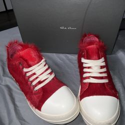Rick Owens low-top sneakers in red horsehair furry EU39 Size 8