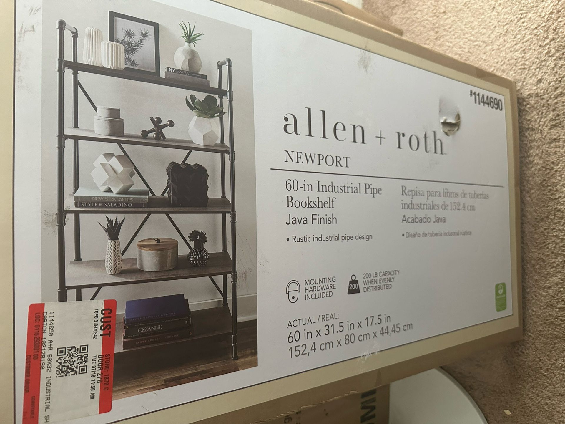 Allen + Roth Distressed Brown Metal 5-Shelf Bookcase