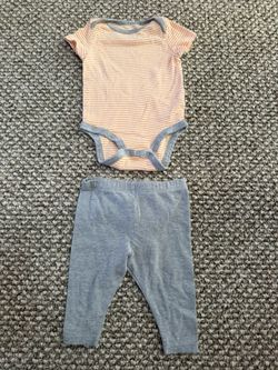Striped Orange Baby Bodysuit with Gray Leggings