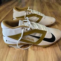 Nike Alpha Menace Football Cleats White And Gold Size 13
