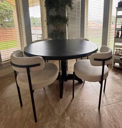 Round Black Dining Table with 4 Chairs