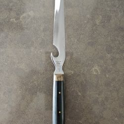 Vintage Stainless Japan Cheese Knife Brass Black Wood Handle