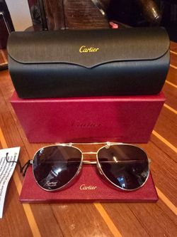 AUTHENTIC NEW CARTIER SANTOS GOLD SCREW AVIATOR SUNGLASSES FULL SET!