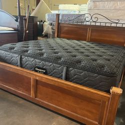 King Size Bed Frame And Mattress Beautyrest Black 3.0 Medium 👑✅