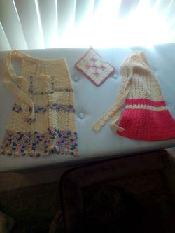 Kitchen Aprons hand crochet lot of 2