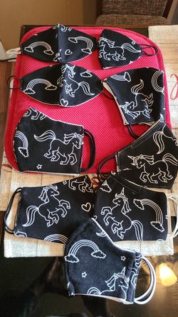 Unicorn Black & White lined Masks