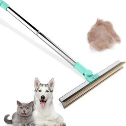Carpet Rake for Pet Hair Removal - Pet Hair Removal Broom - Pet Hair Long Handle with Telescopic 55"" Handle & Innovative Metal Edge Design - Carpet