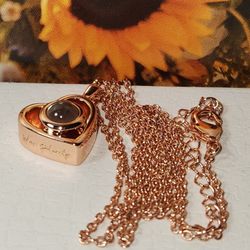 #2190, SIGNED WEAR FELICITY , ROSE TONE HEART NECKLACE 18"IN
