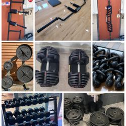 Tons Of Metal & Rubber Coated Olympic Weight Plates, Dumbbells, Bars / Barbells, Racks
