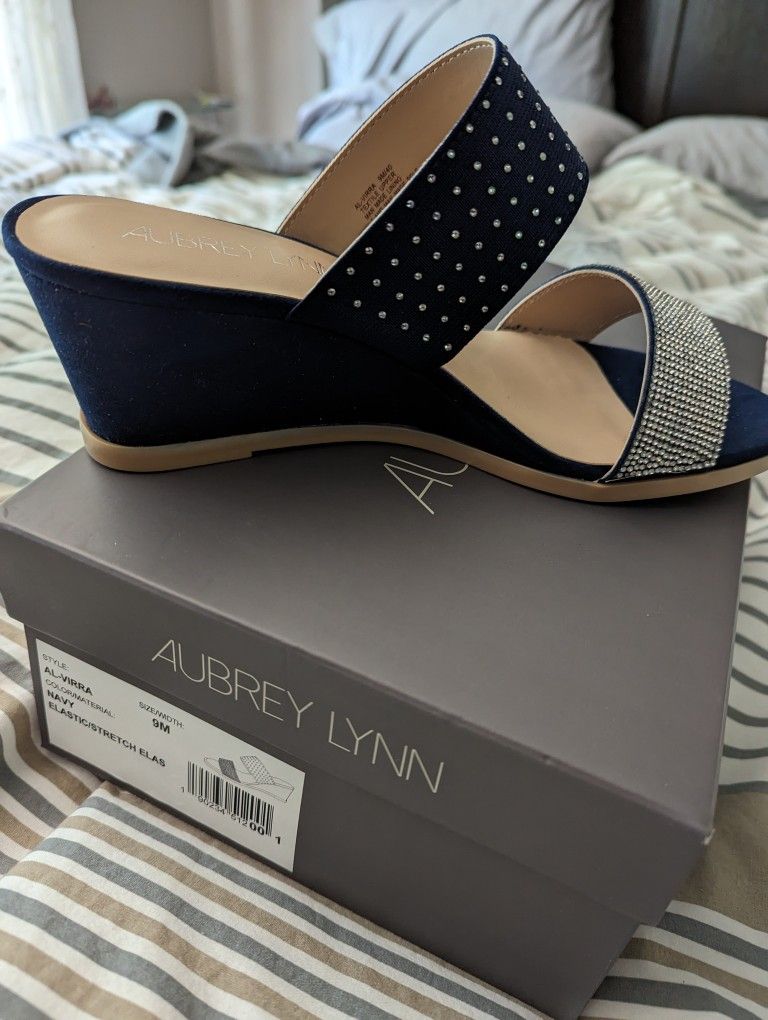 New In Box Navy wedge heels