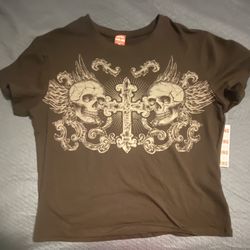 Brown Skull And Cross Shirt