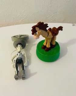 Vintage Disney Pixar Woody Sheriff and Bullseye Approx 5.5"