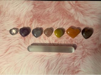 Mini heart chakra set with selenite wand