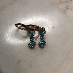 Gold Hoop Earring With Turquoise Howdy Writing