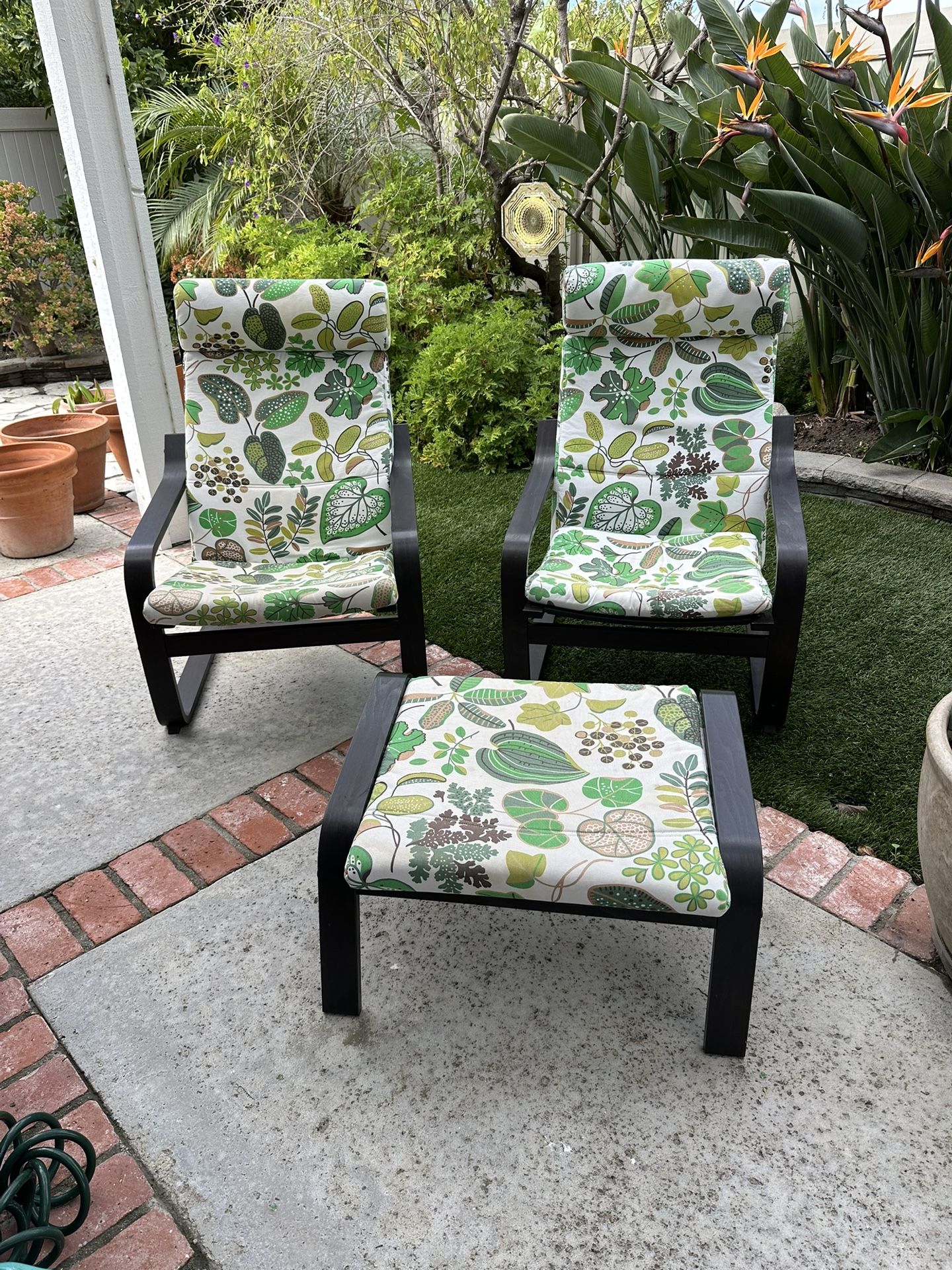 IKEA Poang Chair Plus Ottoman