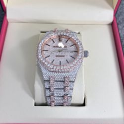 Two Tone Rose Gold Iced Out AP Watch