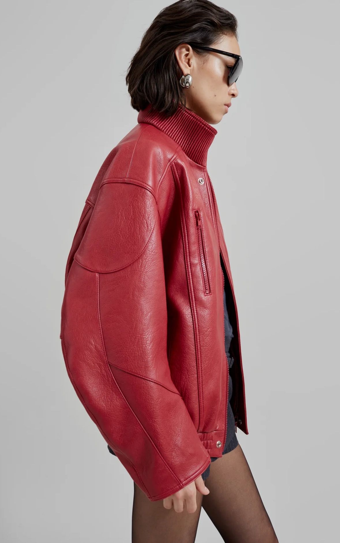 The Frankie Shop Red Leather Jacket