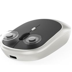 Wireless Mouse, 2.4G USB and Bluetooth Mouse for Laptop, Rechargeable Silent Slim Portable Computer Mouse wih DPI Adjustable, Cordless Mouse for Noteb