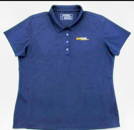CarMax Polo Shirt Unisex Large Navy Blue Employee Uniform Short Sleeve Pullover