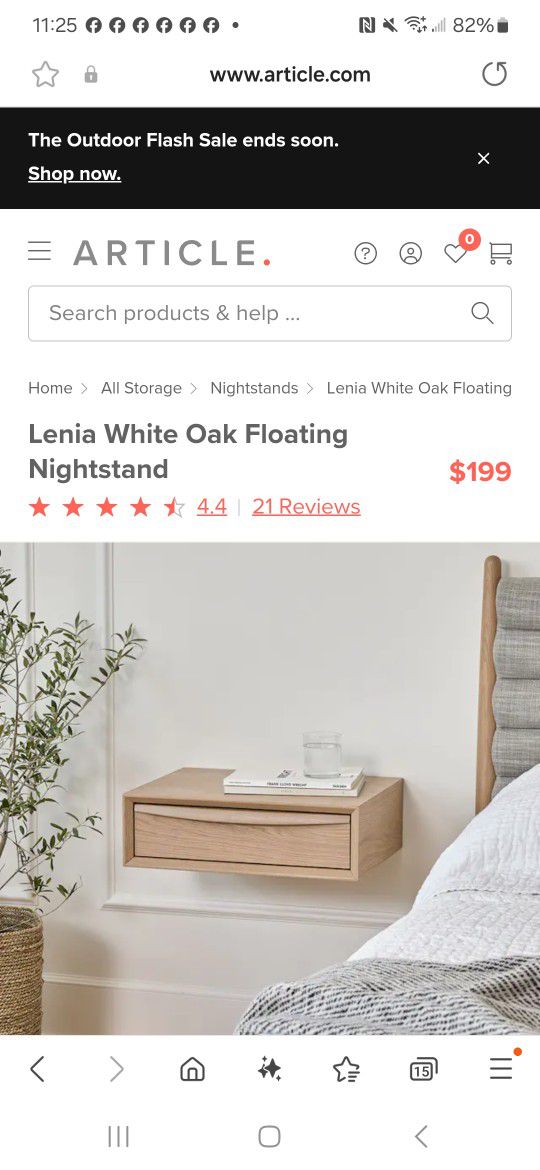 Lenia White Oak Floating Nightstand