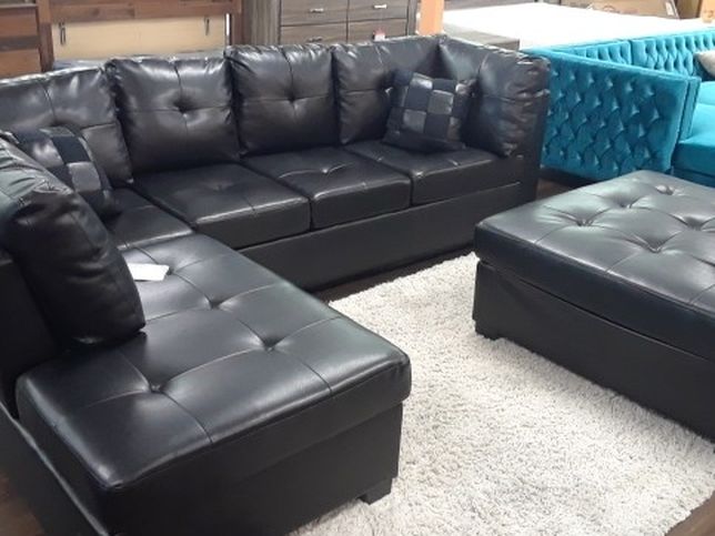 New Genuine Leather Sectional Sofa With Large OTTOMAN Included