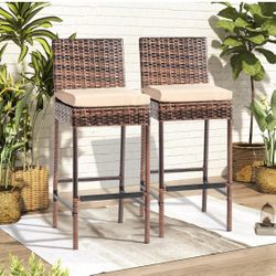 Set of 2 outdoor bar stools