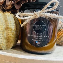 Okeechobee Rustic Company White Pumpkin Amber Soy Wax Candle 8 Ounce