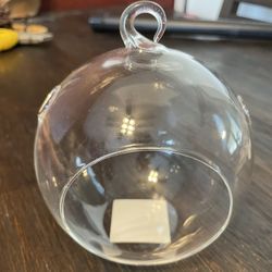 9.5” Hanging Glass TeaLight Candle Holder / Terrarium 
