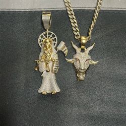 2 pendants miama cuban link chain