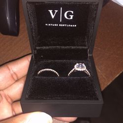 18k Rose Gold Engagement Ring Set Size 6