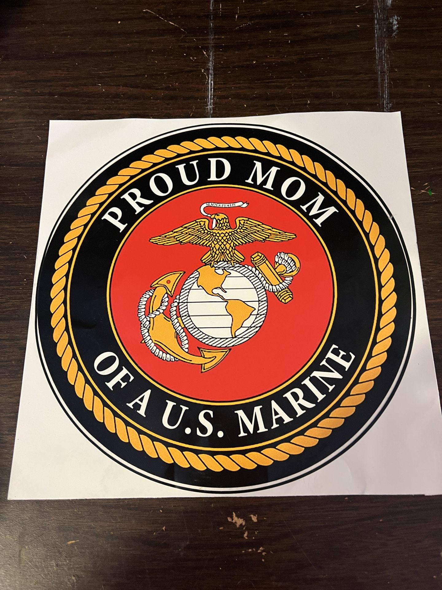 Large Proud Mom of a Marine Sticker 