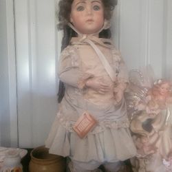 Victorian porcelain doll. Antique 